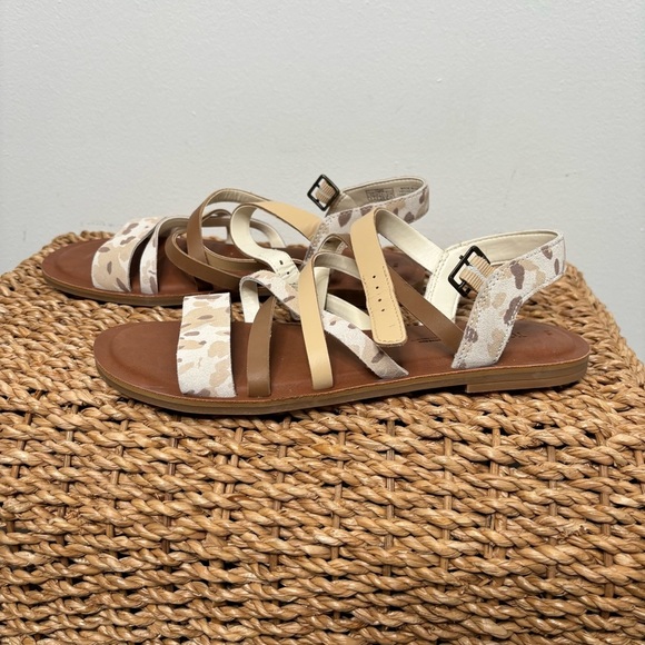 TOMS Womens‎ Sephina Print Sandal - Beige Leather Size 8, Womens Strappy Flat - Picture 5 of 10